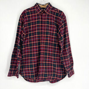 Tommy Hilfiger Shirt Mens M Plaid Red Button Up Collared‎ Western Country